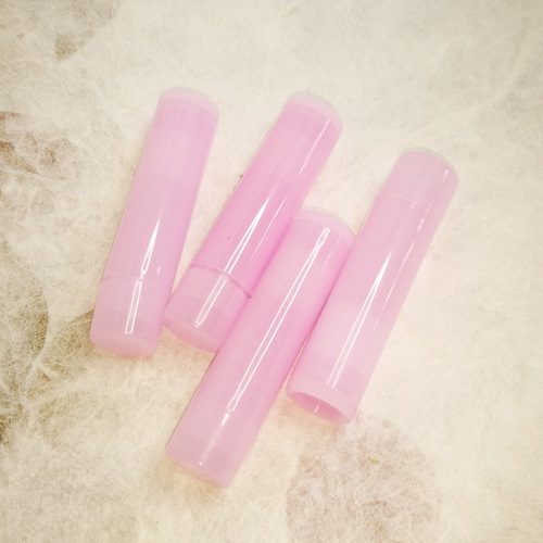 Translucent Pink Lip Balm Tube, Flat Top