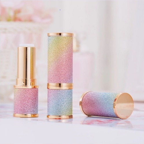 Glitter Rainbow with Gold Trim Lipstick Tube, 12.1mm cup