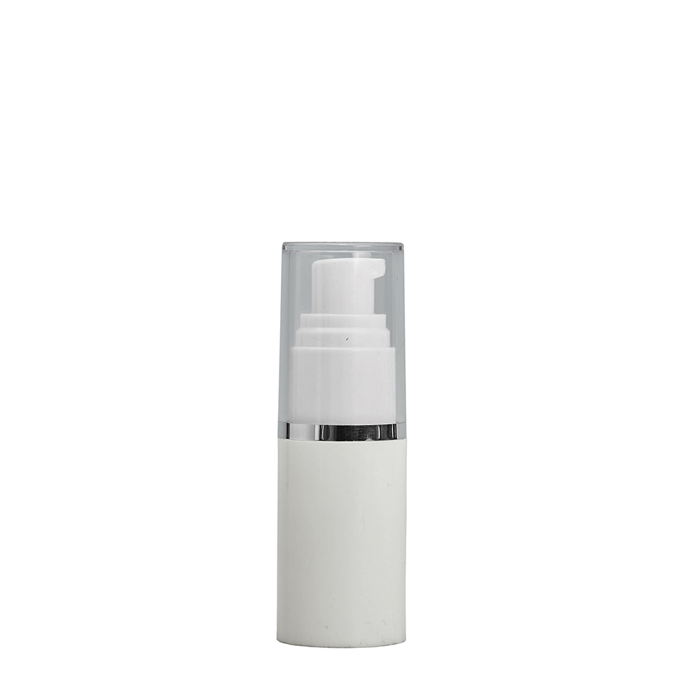 15ml White Airless Bottle with Pump with Silver Trim
