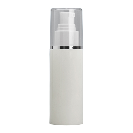 100ml White Airless Bottle with Pump with Silver Trim