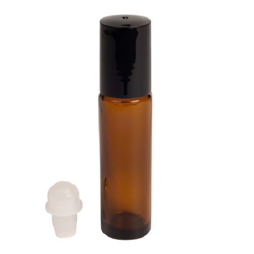 10ml Amber Glass Roll-on Bottle, Plastic Ball, unfitted - Click Image to Close