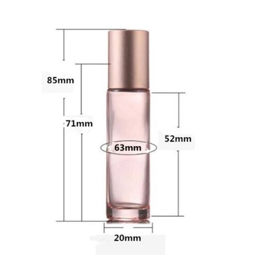 10ml Translucent Rose Glass Roll-on Bottle, Glass Ball, Fitted