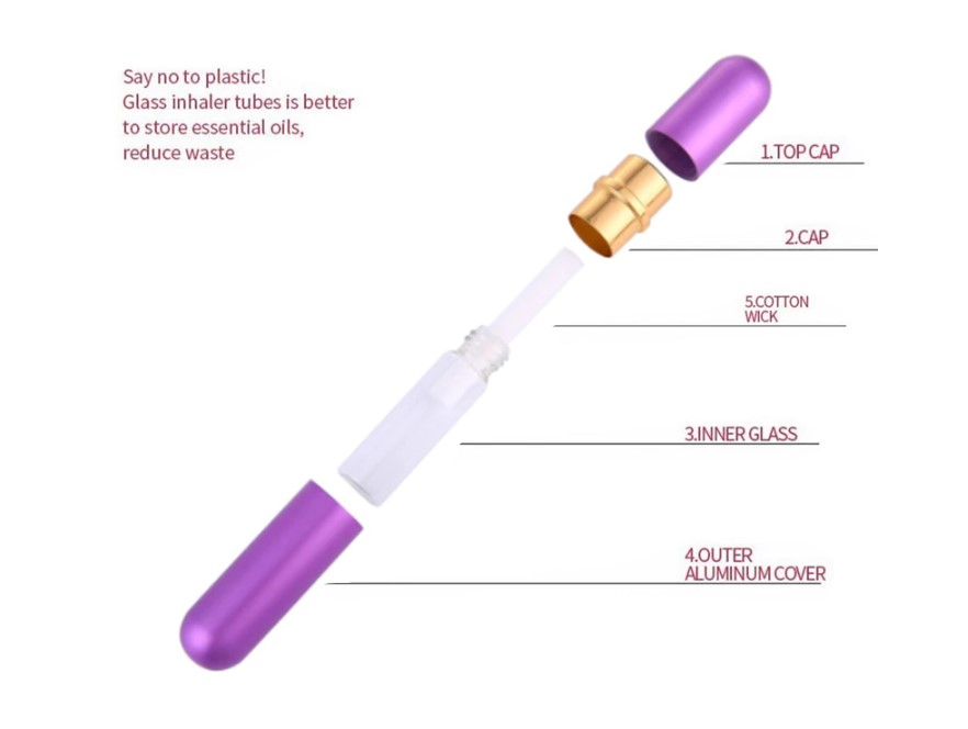 Purple Alminium and Glass Inhaler - Click Image to Close