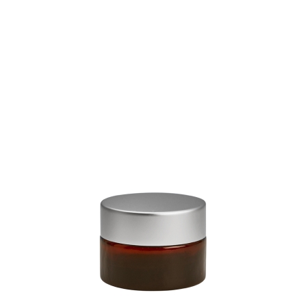 Amber Glass Cosmetic Pot 15ml with Brushed Aluminium Cap