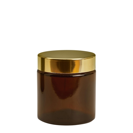 Amber Glass Cosmetic Pot 120ml with Gold Wadded Cap