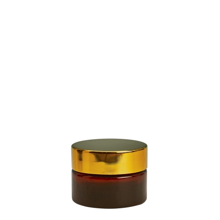 Amber Glass Cosmetic Pot 15ml with Gold Cap - Click Image to Close