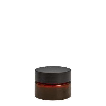 Amber Glass Cosmetic Pot 15ml with Black Wadded Cap