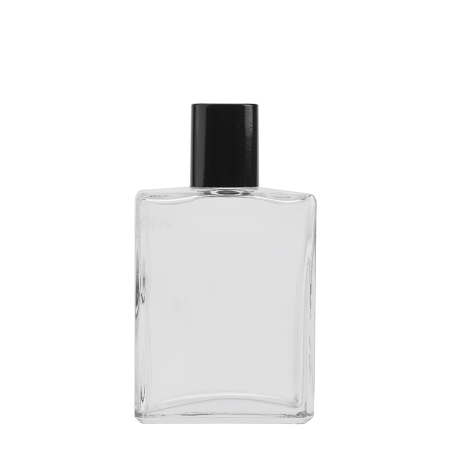 60ml Clear Refillable Cologne Bottle with Black Wadded Cap