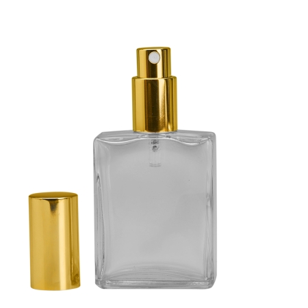 60ml Clear Refillable Cologne Bottle with Gold Spray