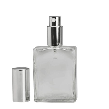 60ml Clear Refillable Cologne Bottle with Silver Spray